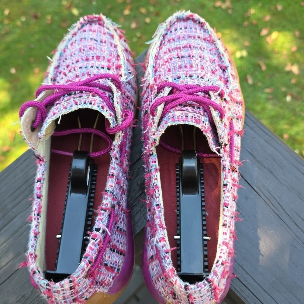 Twisted X Boots Pink Plaid Burlap Driver‎ Loafers Women's 8.5